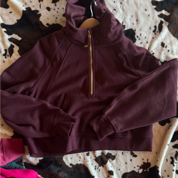 Lululemon Scuba Half Zip Hoodie M/L Garnet w Gold zip NWOT - Picture 1 of 2